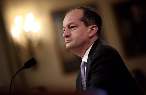 Image: Labor Secretary Alex Acosta testifies before the House Ways and Means Committee in Washington on April 17, 2018.