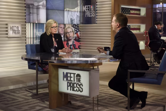 Image: Rep. Liz Cheney speaks to Chuck Todd on \"Meet The Press\" on March 10, 2019.
