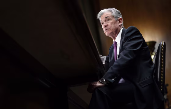 Image: Federal Reserve Chairman Jerome Powell delivers a report to the Senate Banking Committee in Washington on Feb. 26, 2019.