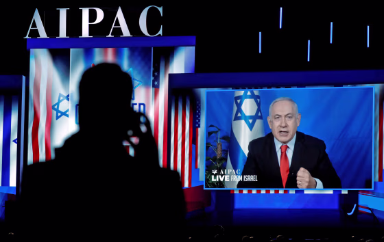 Image: Netanyahu addresses AIPAC in Washington via satellite