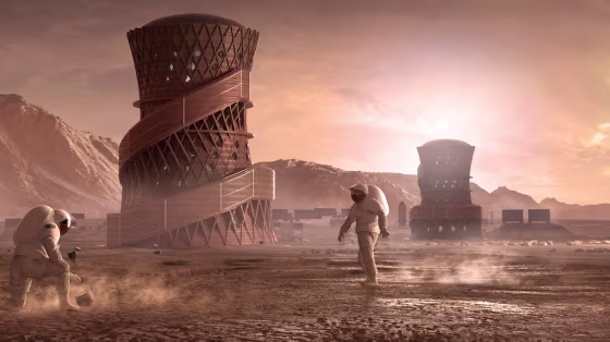 The unique shape of this habitat design allows for continuous reinforcement of the structure. Light enters through trough-shaped ports on the sides and top.