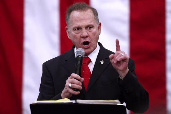 Image: Republican candidate for U.S. Senate Judge Roy Moore speaks during a campaign rally in Midland City