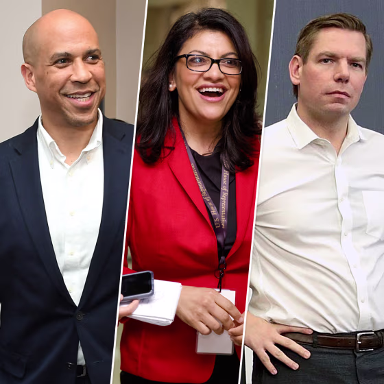 Cory Booker, Rashida Tlaib, and Eric Swalwell.