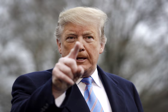 Image: President Donald Trump speaks with reporters on the South Lawn of the White House on April 5, 2019.