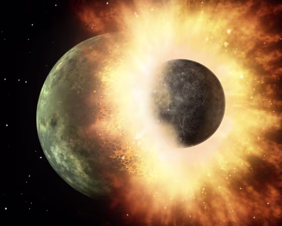 The moon may have formed after a giant Mars-size rock hit a magma-covered newborn Earth