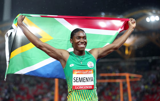 South Africa's Caster Semenya celebrates winning gold