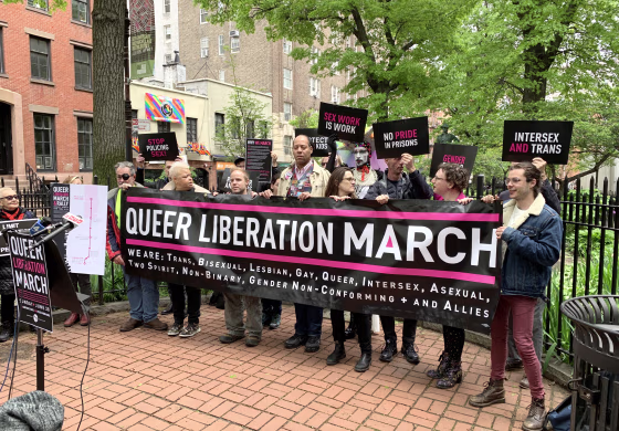 The Reclaim Pride Coalition announced the Queer liberation march, a parallel pride march, in Sheridan Square, New York City on May 14, 2019.