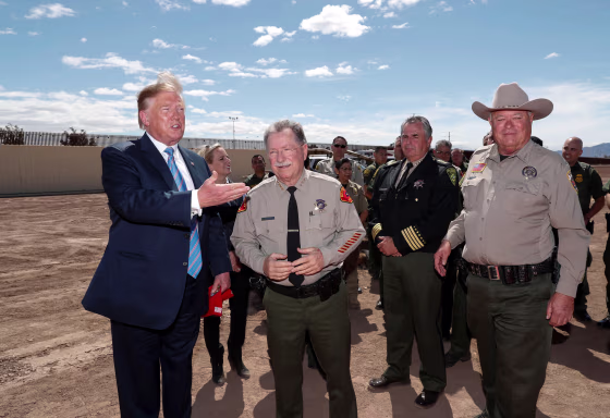 Image: U.S. President Trump visits U.S.-Mexico border in Calexico, California