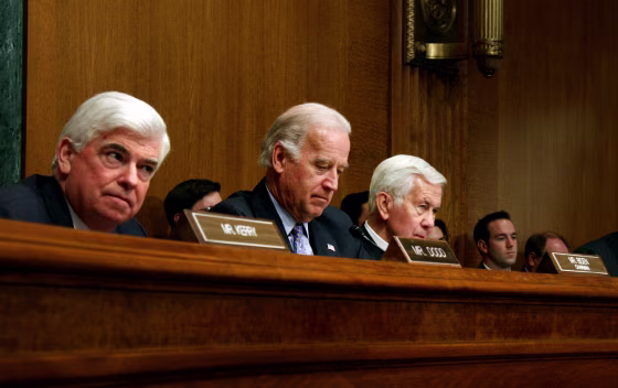 US Senator Joe Biden (2L), D-DE, and mem