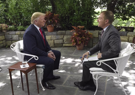 Image: President Donald Trump speaks to Chuck Todd on \"Meet The Press.\"