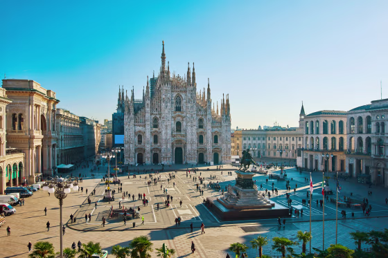 Milan Piazza Del Duomo at Morning, Milan, Italy