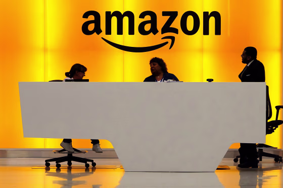 Image: Amazon office front desk pictured in Manhattan, New York