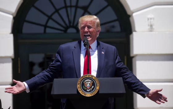 Image: President Donald Trump on the South Lawn of the White House in Washington