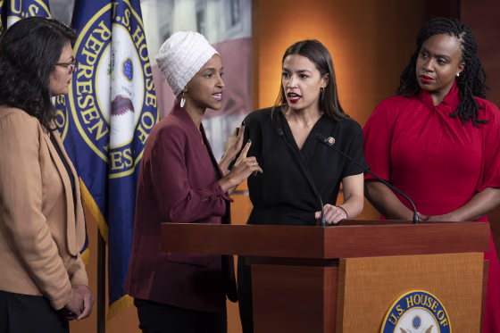 Image: Alexandria Ocasio-Cortez, Ayanna Pressley, Rashida Tlaib, Ilhan Omar