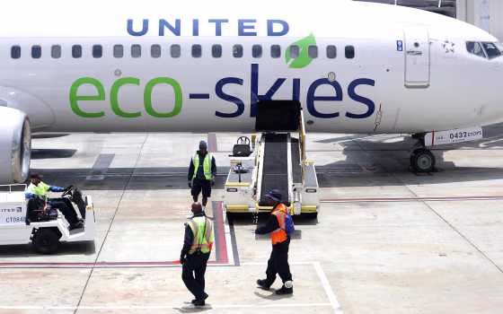 United Airlines' Ecologically Friendly \"Flight For The Planet\" Arrives At LAX