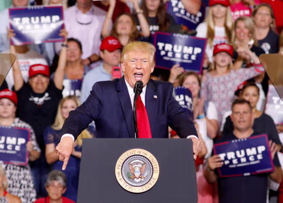 President Donald Trump speaks at a rally in Greenville, North Carolina