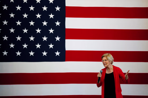 Image: Democratic 2020 U.S. presidential candidate Sen. Elizabeth Warren speaks during a town hall at the Peterborough Town House in Peterborough New Hampshire