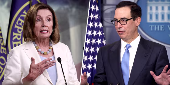 Speaker of the House Nancy Pelosi, D-Calif., and Treasury Secretary Steven Mnuchin.