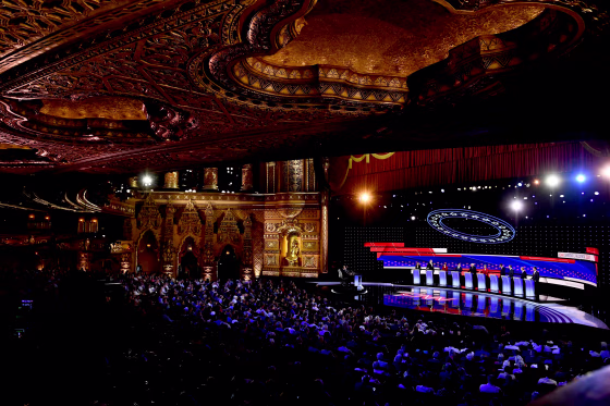 Image: Democratic presidential candidates take the stage for a debate hosted by CNN at the Fox Theatre in Detroit on July 30, 2019.