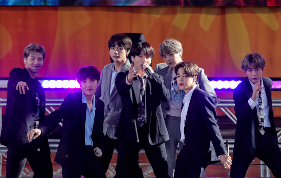 Members of K-Pop band, BTS perform on ABC's 'Good Morning America' show in Central Park in New York