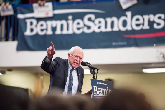 Image: Sen. Bernie Sanders, I-VT, addresses the crowd at a campaign event in South Carolina on March 14, 2019.