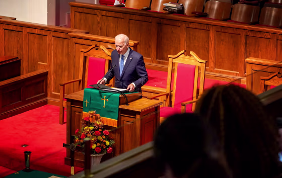 Image: Joe Biden speaks at an anniversary memorial observance for the Birmingham Church bombing in Alabama on Sept. 15, 2019.