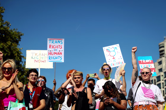 Image: People march in the first Trans Pride Parade in London on Sept. 14, 2019.