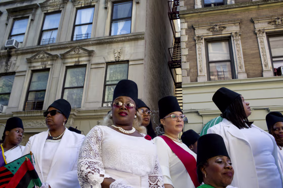 Image: Black Masons at the 50th Anniversary African American Day Parade in Harlem on Sept. 15, 2019.