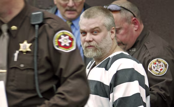 Image: Steven Avery is escorted out of the Manitowoc County Courthouse in Wisconsin on Nov. 15, 2005.