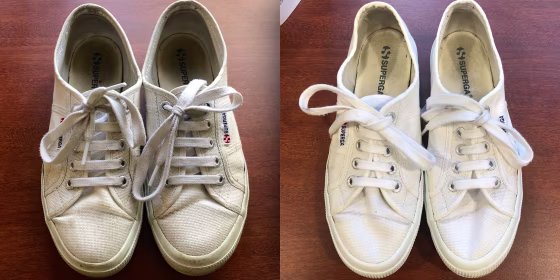 Commerce Associate Amanda Smith's shoes looked like they were past their prime -- with a few sprays and a little scrubbing, they looked practically new.