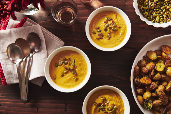 Roasted butternut and leek soup with cumin and coriander