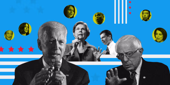 A composite image of the leading Democratic presidential candidates.