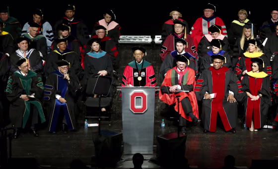 Ohio State President Michael V. Drake speaks during his investiture at Mershon Auditorium on March 31, 2015, in Columbus, Ohio.