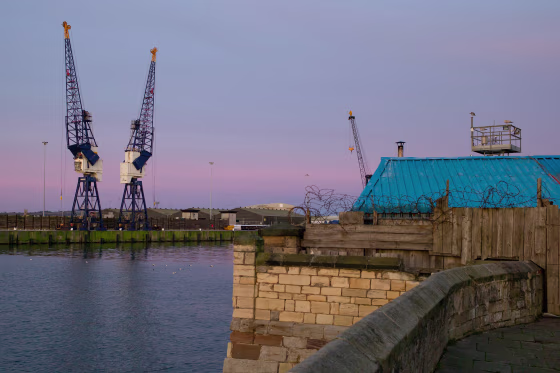 Image: Cranes in Hartlepool docks.