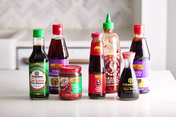 If you want to cook more Asian dishes, stock up on soy sauce, sesame oil, hoisin, sriracha and oyster sauce.