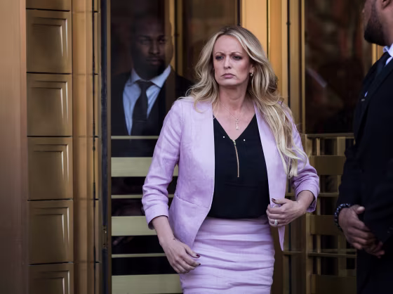 Image: Stormy Daniels exits the U.S. District Court Southern District of New York