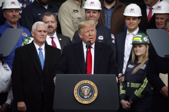 Image: President Donald Trump speaks before signing the new North American trade agreement, USMCA, at the White House on Jan. 29, 2020.