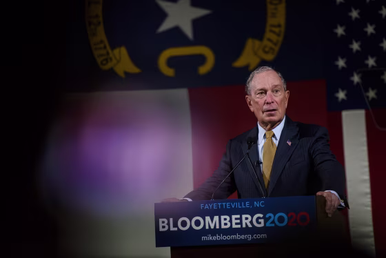 Image: Democratic Presidential candidate Michael Bloomberg addresses a crowd of community members and elected officials at the Metropolitan Room on Jan. 3, 2020 in Fayetteville, North Carolina.