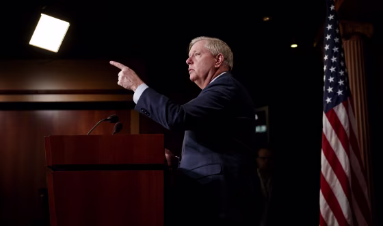 Image: Sen. Lindsey Graham, R-S.C., takes questions during a press conference on Capitol Hill on March 25, 2019.
