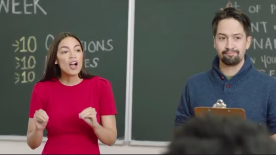 Image: Alexandria Ocasio-Cortez, Lin-Manuel Miranda