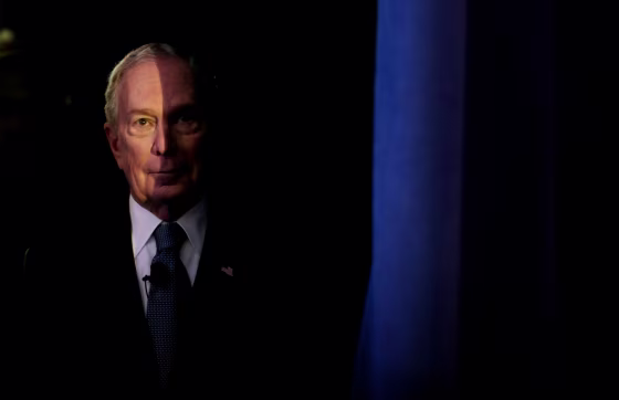 Image: Mike Bloomberg waits to speak at a rally in McLean, Va., on Feb. 29, 2020.