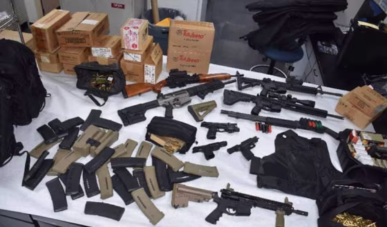 Sunnyvale officers discovered the suspect was the registered owner of four handguns and a rifle.
