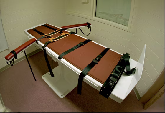 The table on which the convicted murderer Gary Lee Davis was executed in the Colorado State Penitentiary east of Canon City, Colo. on Sept. 24, 1997.