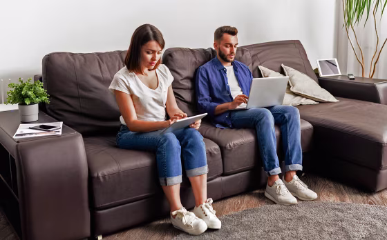 Image: Couple working at home