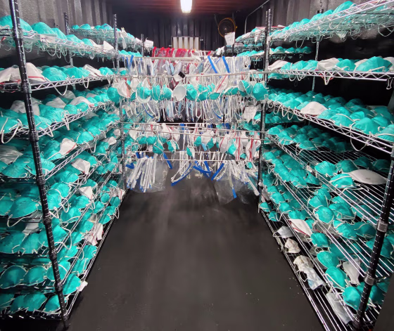 Battelle's CCDS Critical Care Decontamination System uses a hydrogen peroxide vapor to decontaminate N95 respirators.