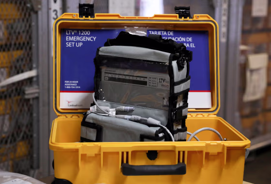 Image: FILE PHOTO: A ventilator is seen at the New York City Emergency Management Warehouse