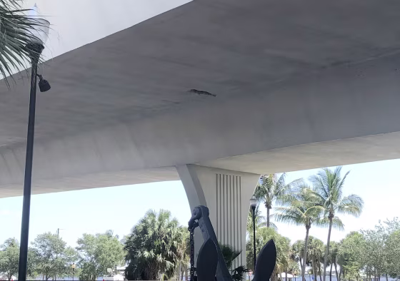 A crack on the Roosevelt Bridge in in Stuart, Fla.
