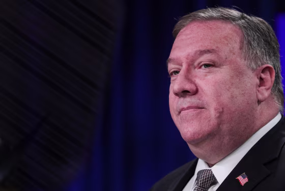 Image: Secretary of State Mike Pompeo speaks during a news conference at the State Department