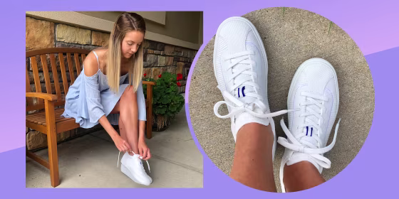 I like the fact that I can pair the sneakers with anything from a summer dress to denim shorts. 