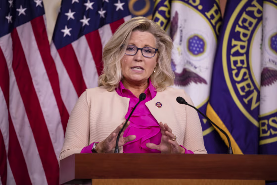 Image: Rep. Liz Cheney (R-WY) speaks during a news conference with other Republican members of the House of Representatives at the Capitol
